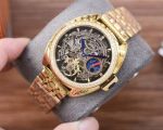 Cartier Automatic Movement 41*12MM Geniune Cowhide Leather/Steel Bracelet Black Men's Watch